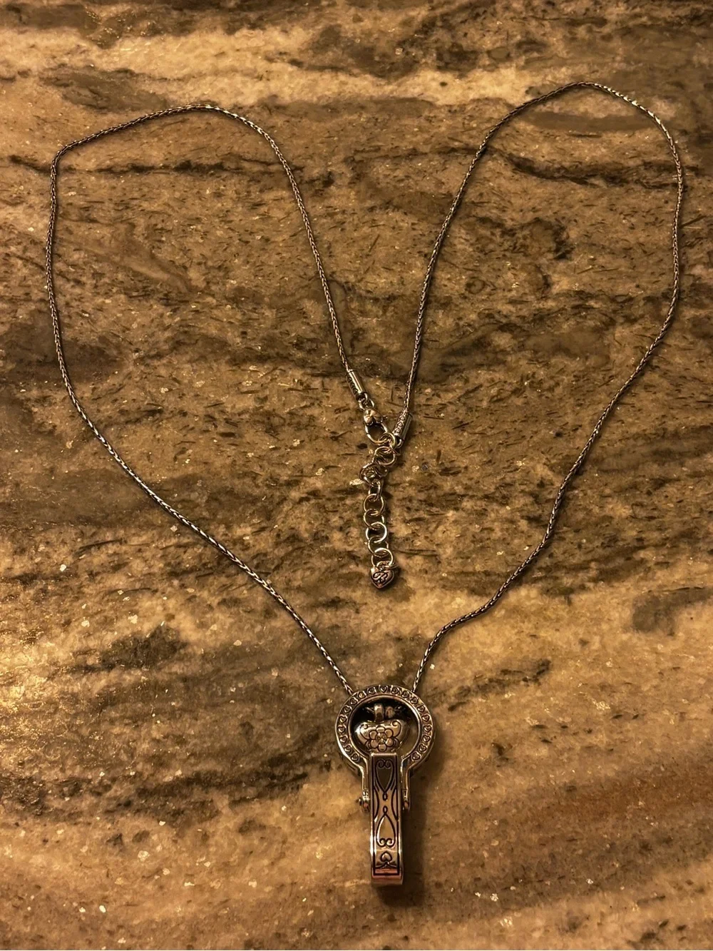 Brighton Heart & Crystal Silver Tone Badge Clip Lanyard